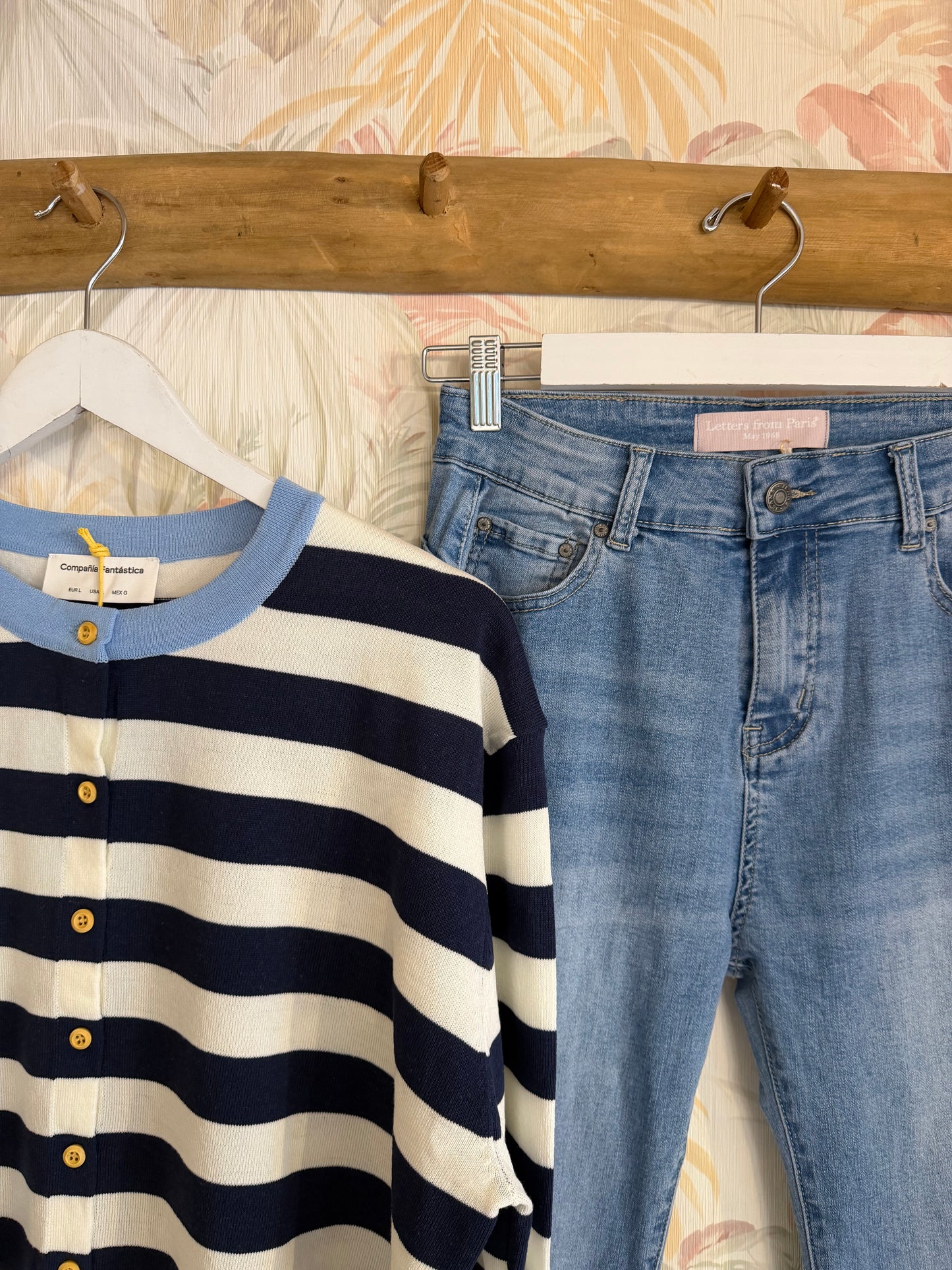 Cardigan bicolore fantasia a righe - BLUE