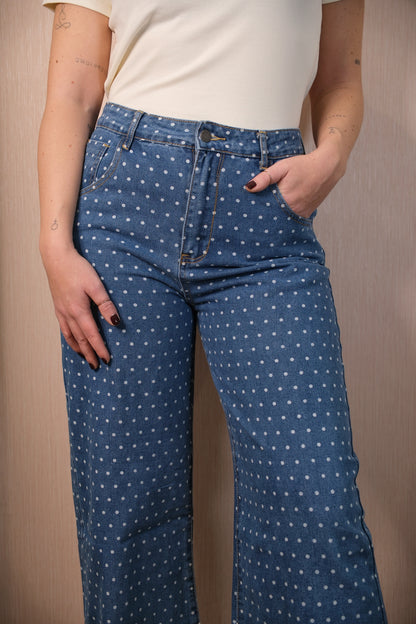 Jeans 51C/11045 palazzo pois - BLUE