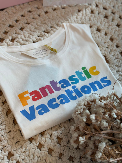 T-shirt scritta Fantastic Vacation - BIANCO