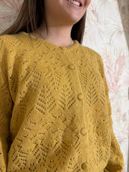 Cardigan girocollo lana - SENAPE