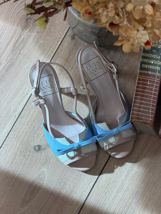 Sandalo modello chanel con fiocchetto - CIELO