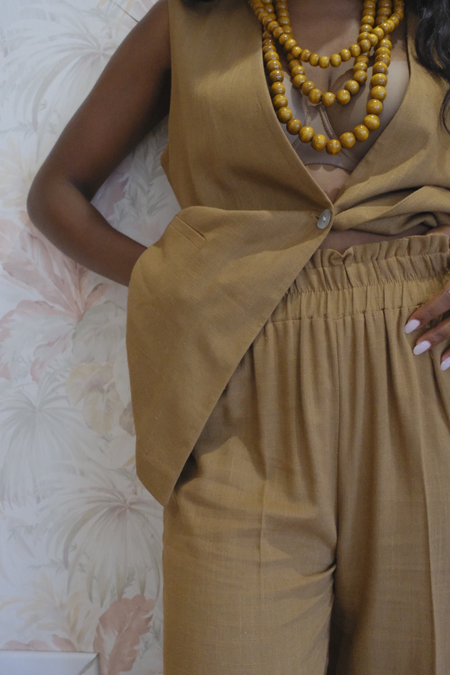 Pantalone con elastico - MARRONE