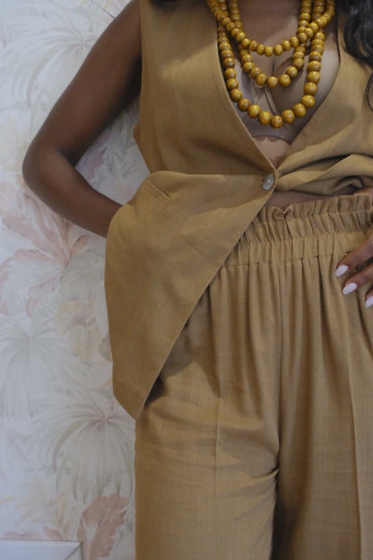 Pantalone con elastico - MARRONE