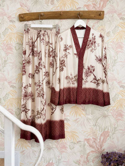 Pantalone floreale - ROSSO