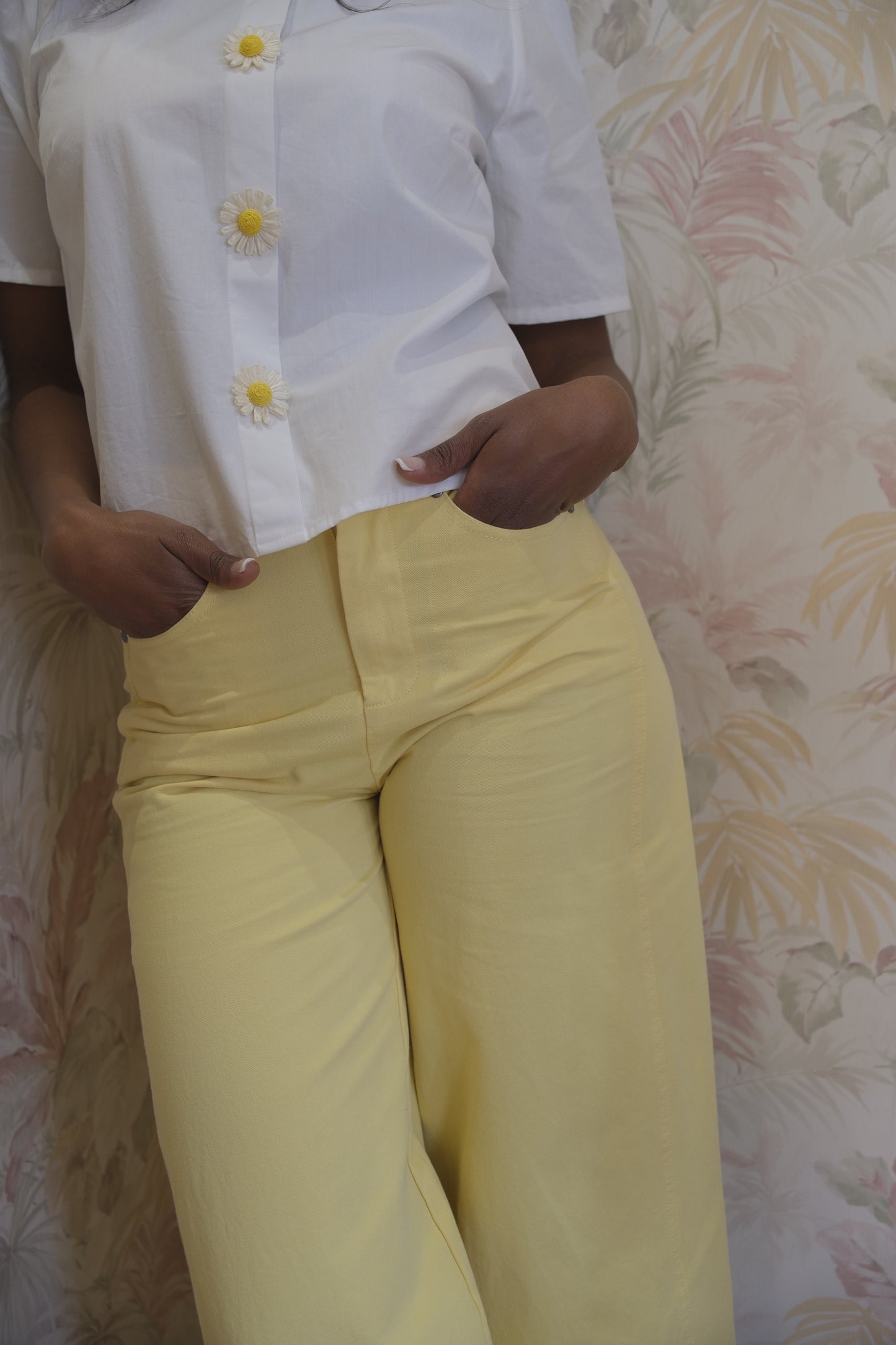 Pantaloni a palazzo tinta unita - GIALLO