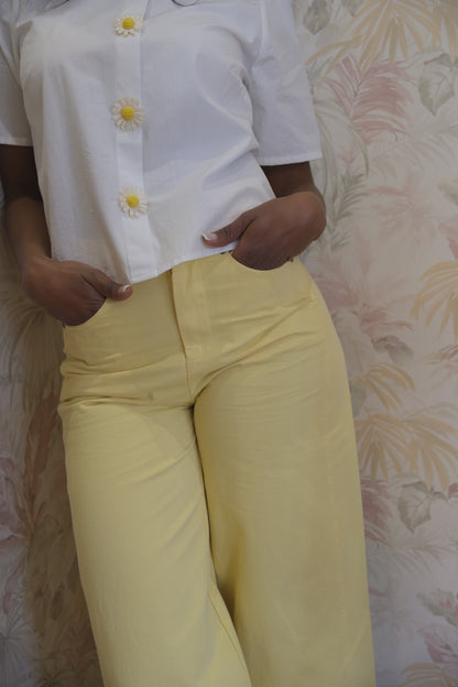 Pantaloni a palazzo tinta unita - GIALLO