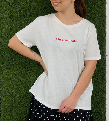 T-shirt V0703 alle cose belle - BIANCO/rosso