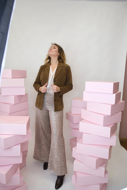 Pantaloni paillettes - BEIGE