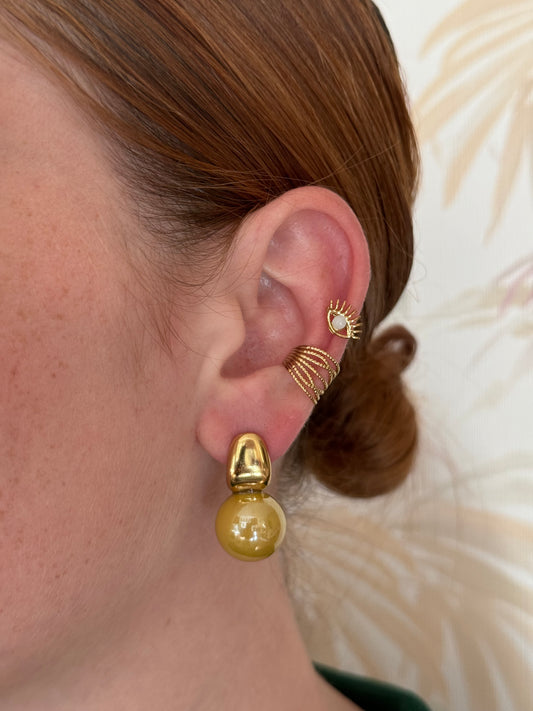 IK05 Mustard Pearl Earrings - MUSTARD