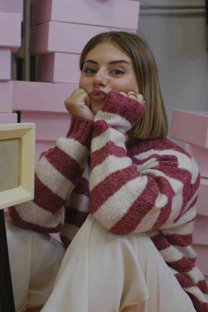 Maglia fantasia righe - BIANCO/ROSA
