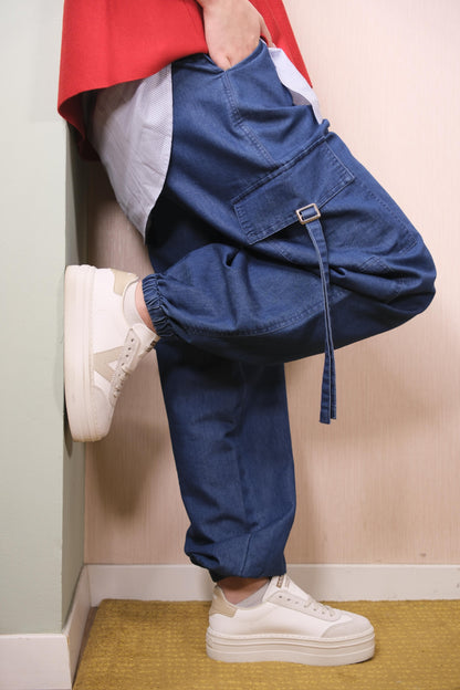 Pantaloni cargo LAKORE jeans - DENIM SCURO