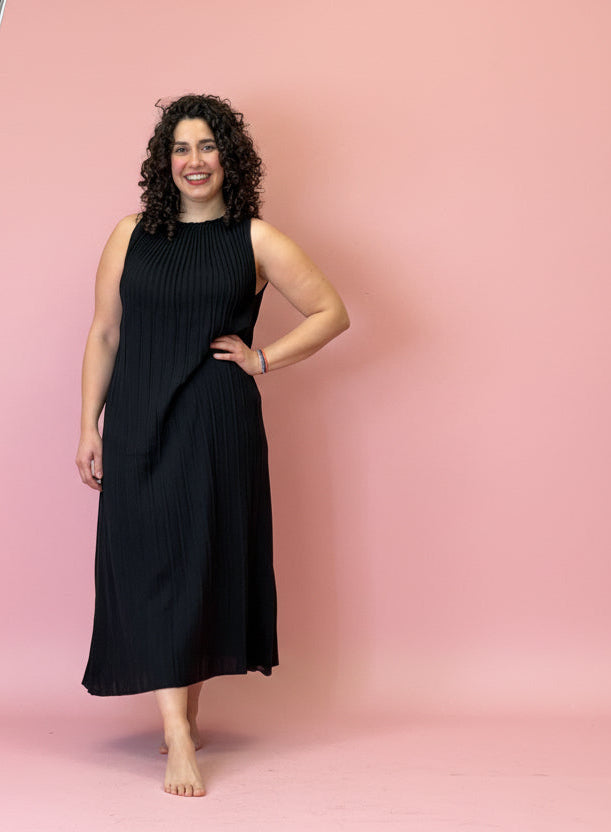 Long dress plisse - NERO