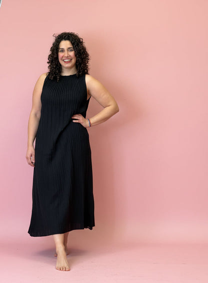 Long dress plisse - NERO
