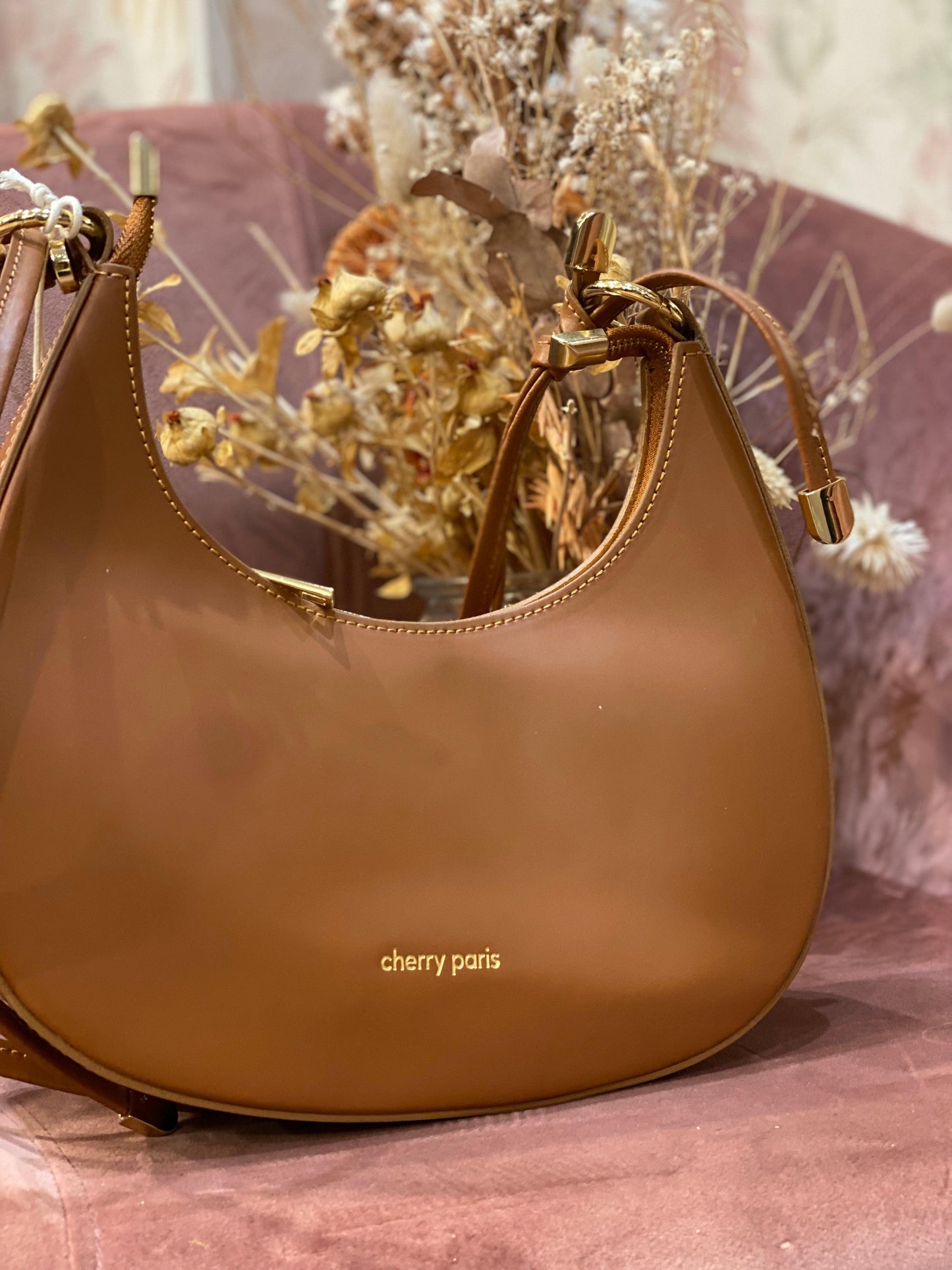Borsa ALISSA a spalla in pelle liscia - CAMMELLO