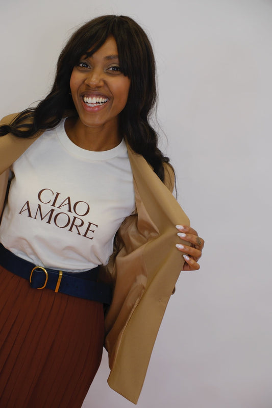 T-shirt stampa Ciao Amore - BURRO