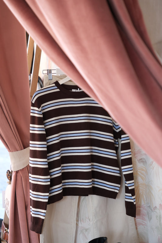 Maglia a righe bicolore - MARRONE/AZZURRO