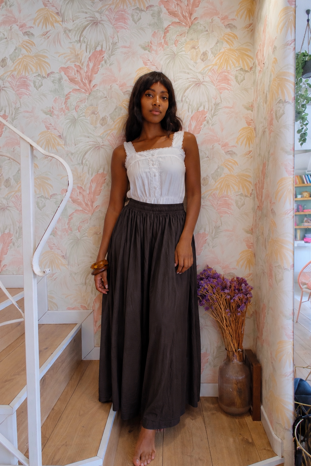 Pantalone gamba larga - MARRONE