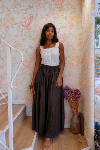 Pantalone gamba larga - MARRONE
