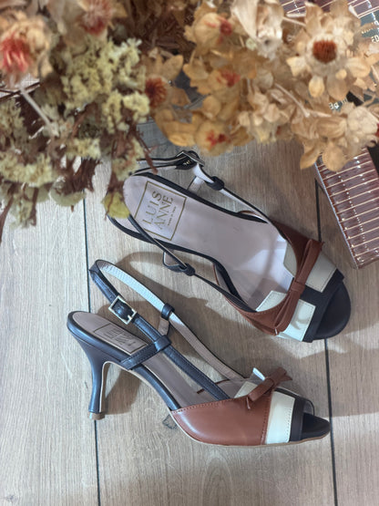 Sandalo modello chanel con fiocchetto - CUOIO