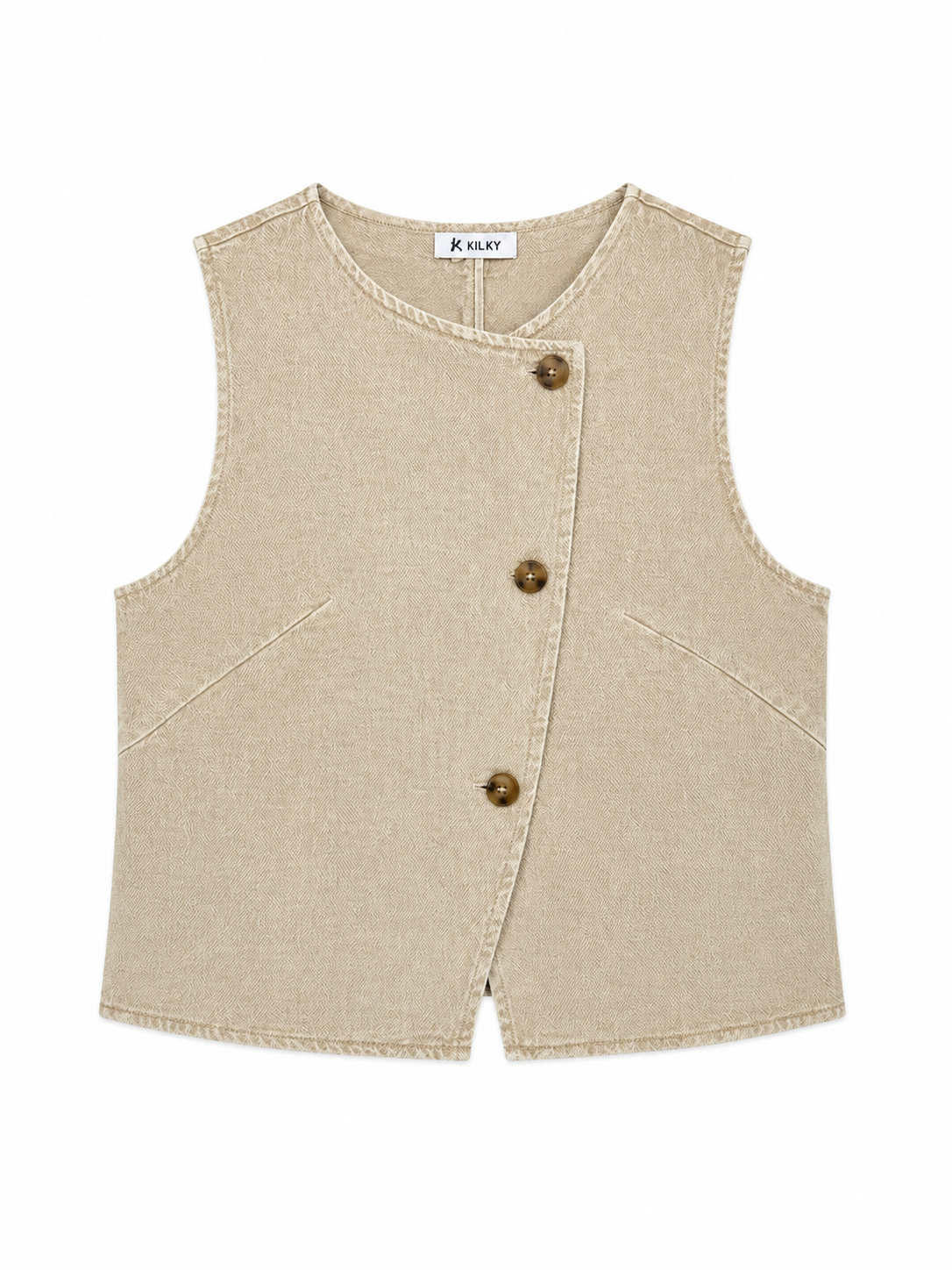 Gilet in denim - BEIGE