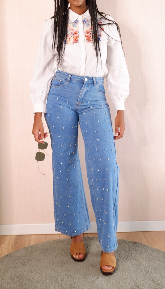 Jeans 004 strass - DENIM CHIARO