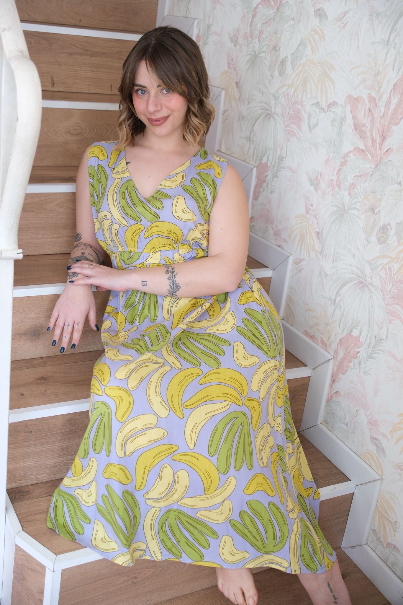 Midi dress fantasia banane - LILLA