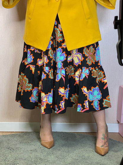 Dress 44C/41105 Abstract Flowers - BLACK
