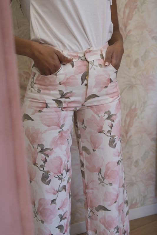 Pantaloni fiori rosa - ROSA