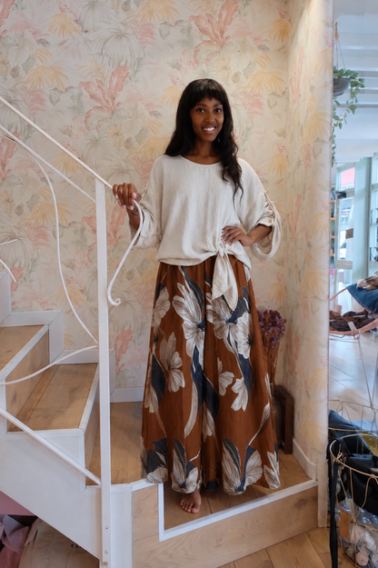 Blusa con nodo - BEIGE