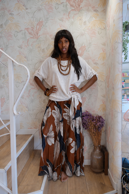 Blusa con nodo - BEIGE