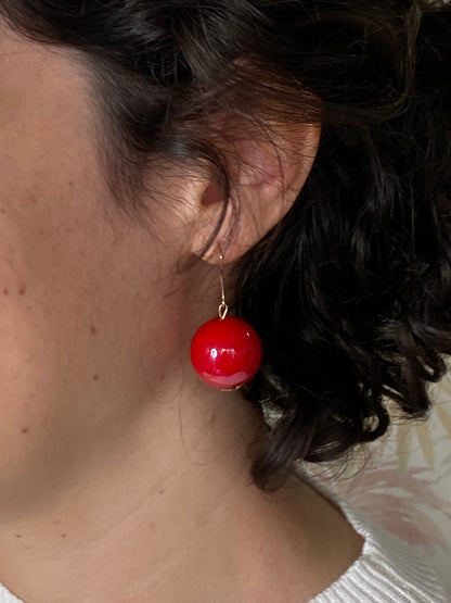 Earrings 0059A bead - RED