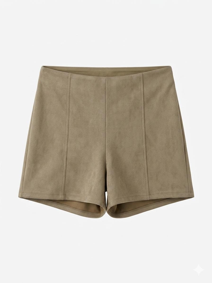 Shorts tinta unita velluto - BEIGE