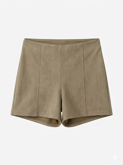 Shorts tinta unita velluto - BEIGE