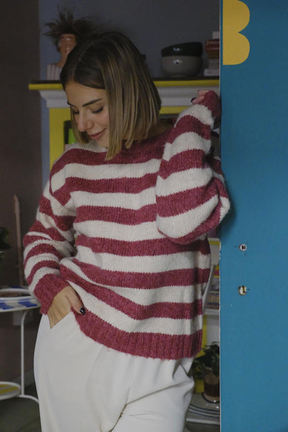 Maglia fantasia righe - BIANCO/ROSA