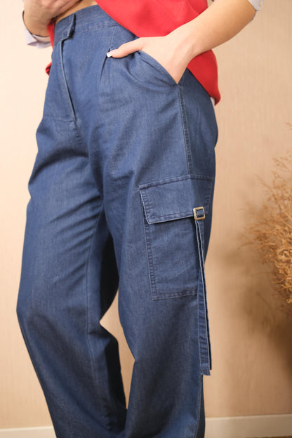 Pantaloni cargo LAKORE jeans - DENIM SCURO