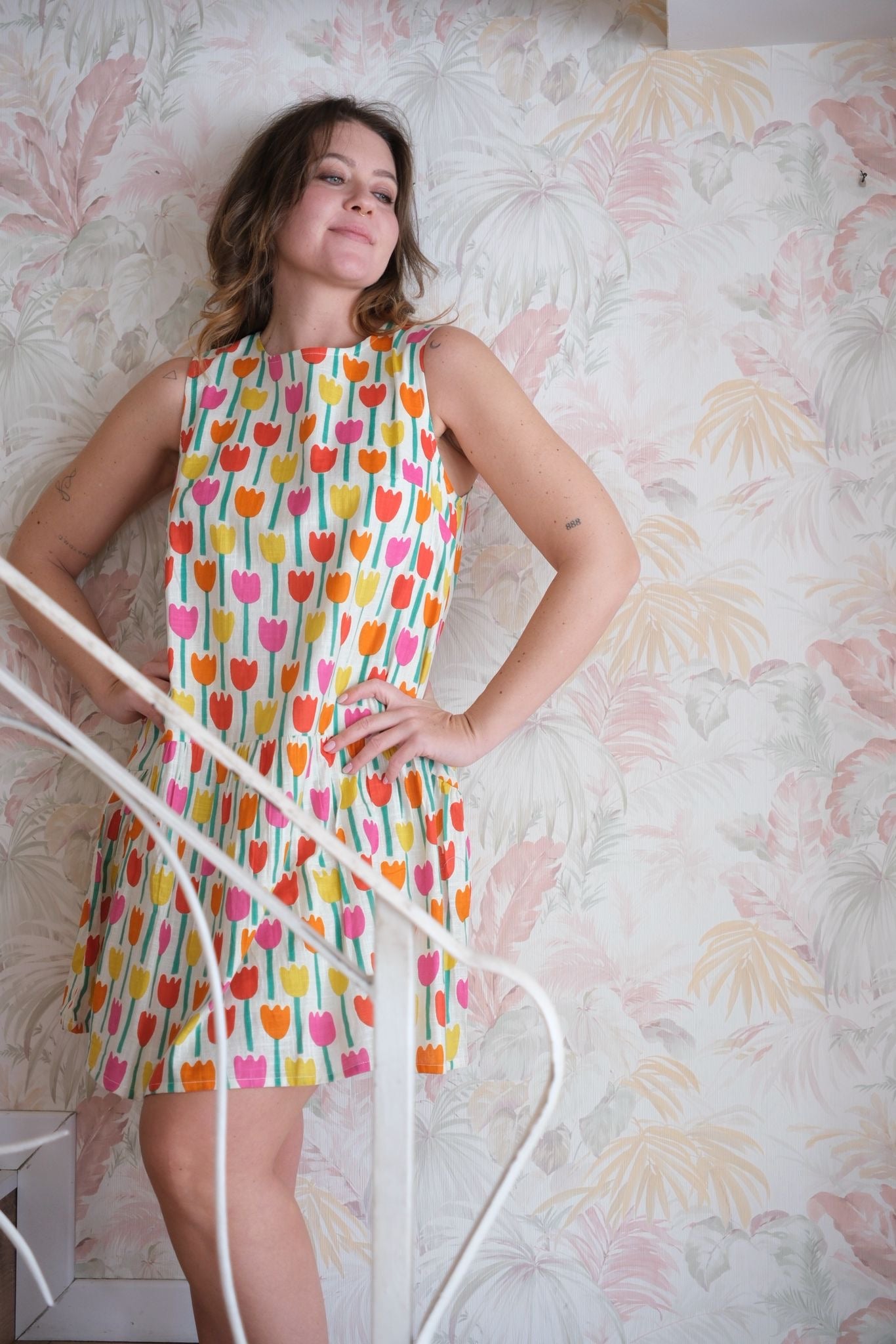 Short dress fantasia tulipani - GIALLO