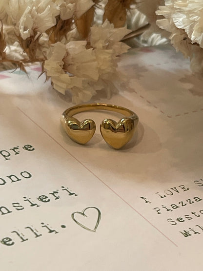 IK02 Double Heart Ring - GOLD