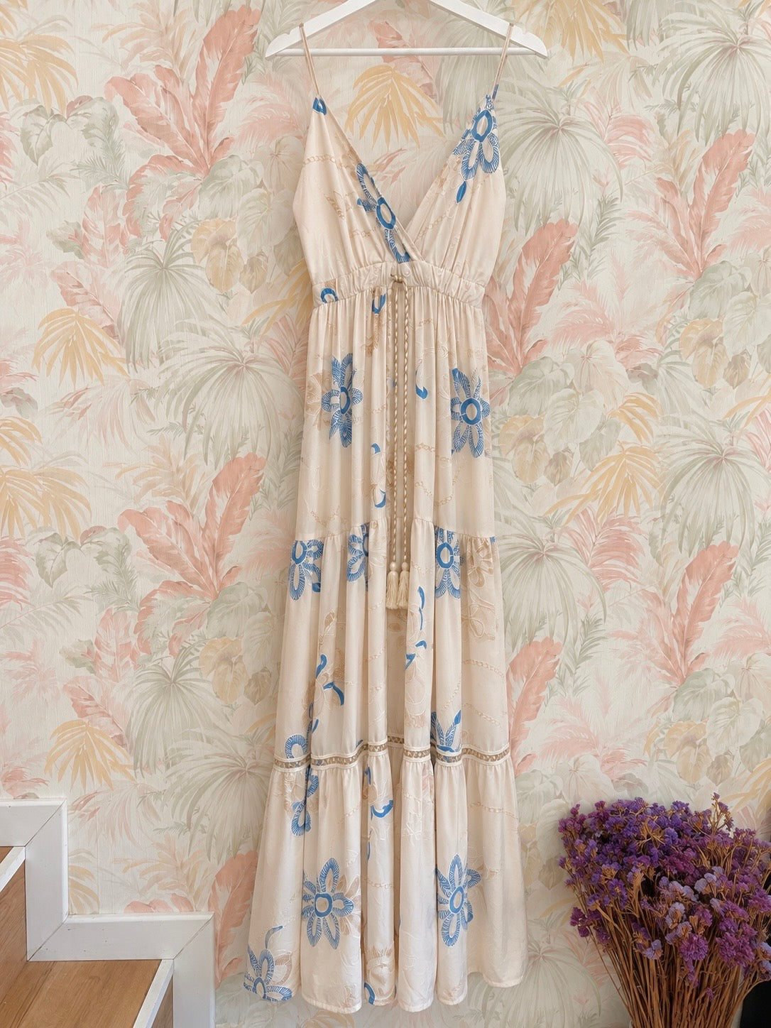 Abito coulisse floreale - AZZURRO