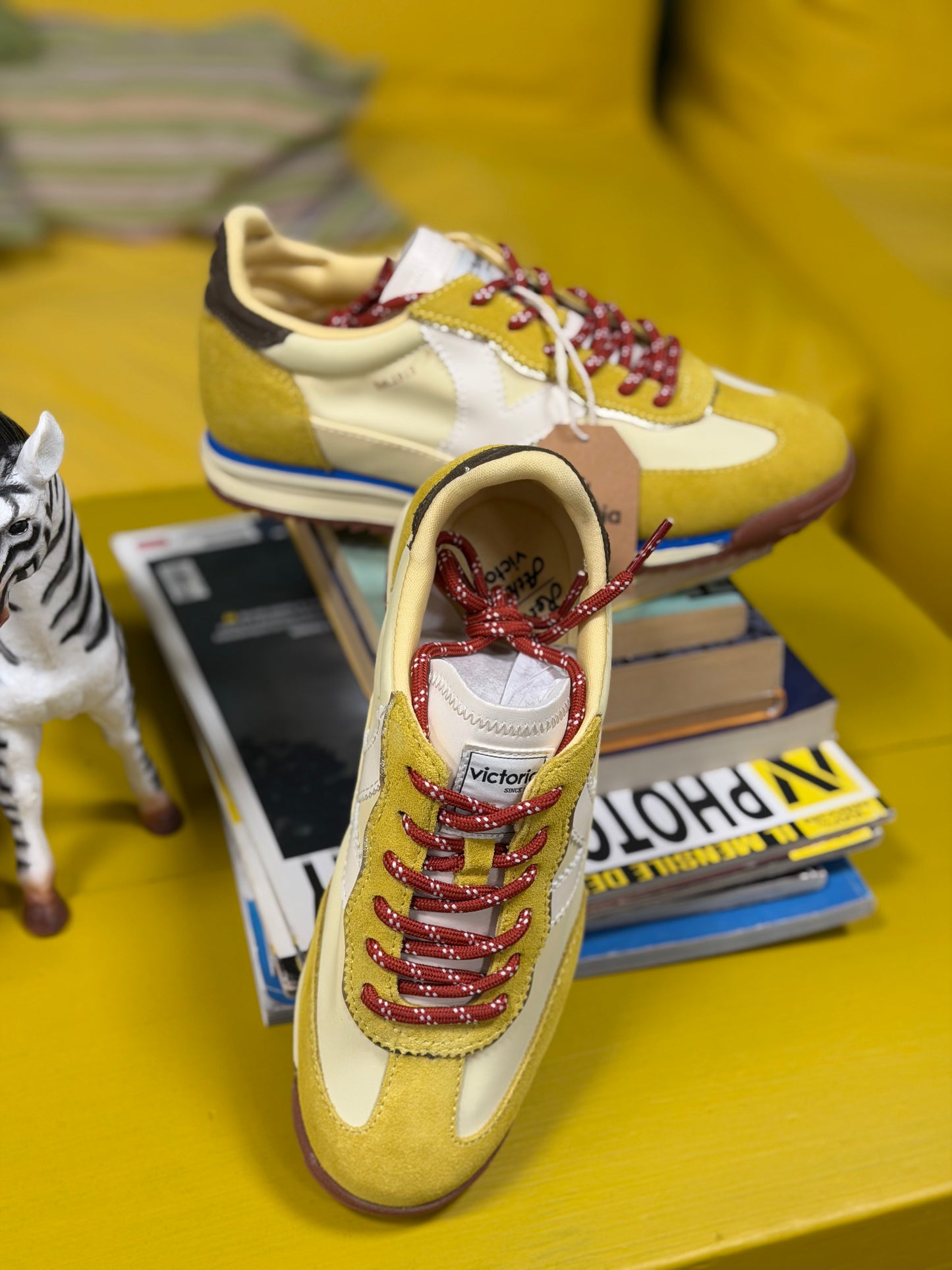 Sneakers tela e camoscio - GIALLO