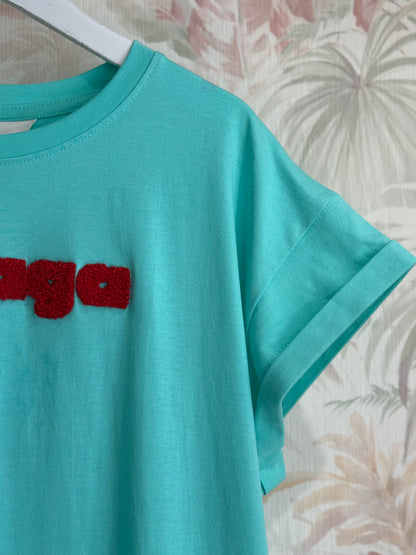 T-shirt con scritta Malaga - VERDE ACQUA