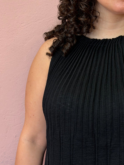 Long dress plisse - NERO