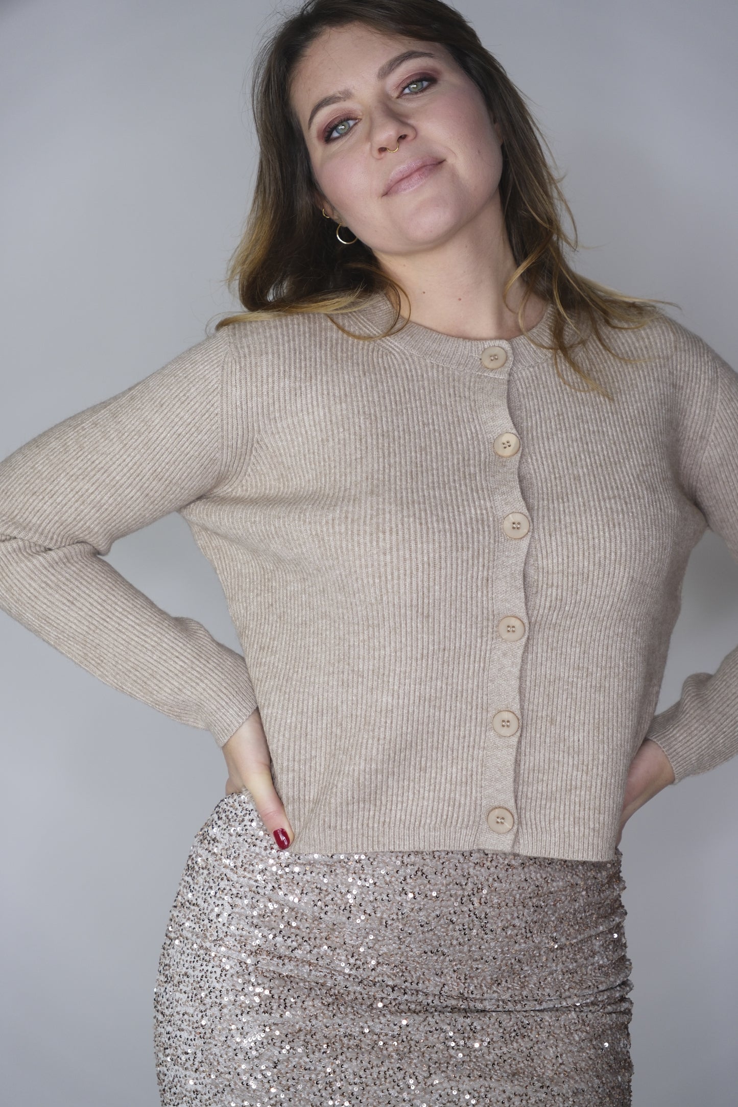 Cardigan coste - BEIGE