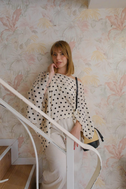 Blusa due pezzi a pois - BIANCO