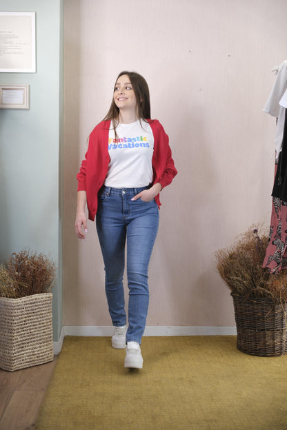 T-shirt scritta Fantastic Vacation - BIANCO