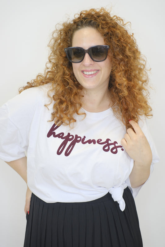 T-shirt Ramida Happiness - BIANCO/BORDEAUX
