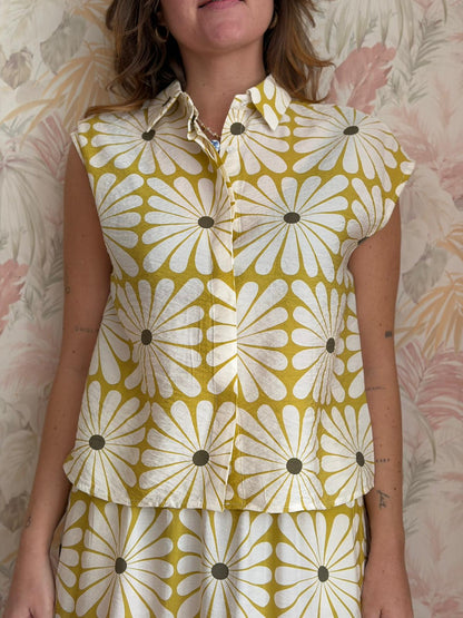 T-shirt stampa floreale - GIALLO