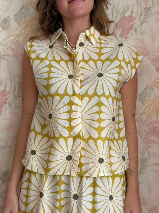 T-shirt stampa floreale - GIALLO
