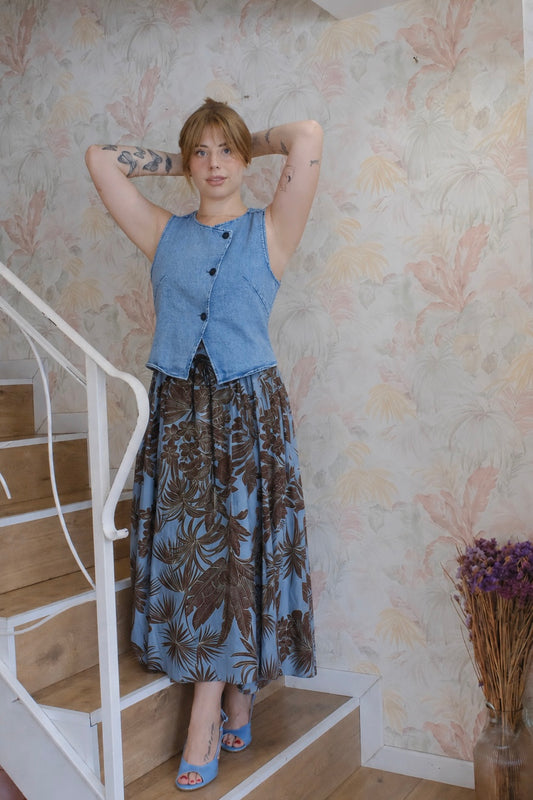 Gilet in denim - AZZURRO
