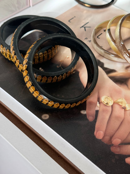DELHI BRACELET Gold Inserts - BLACK