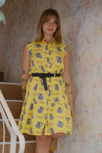 Short dress fantasia pesci - GIALLO